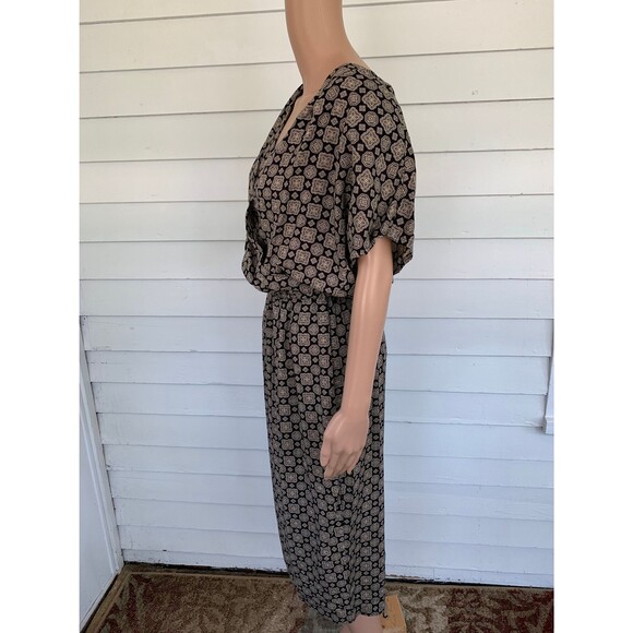 Vintage 80s Neutral Print Dress with Matching Long Jacket M - Picture 10 of 10